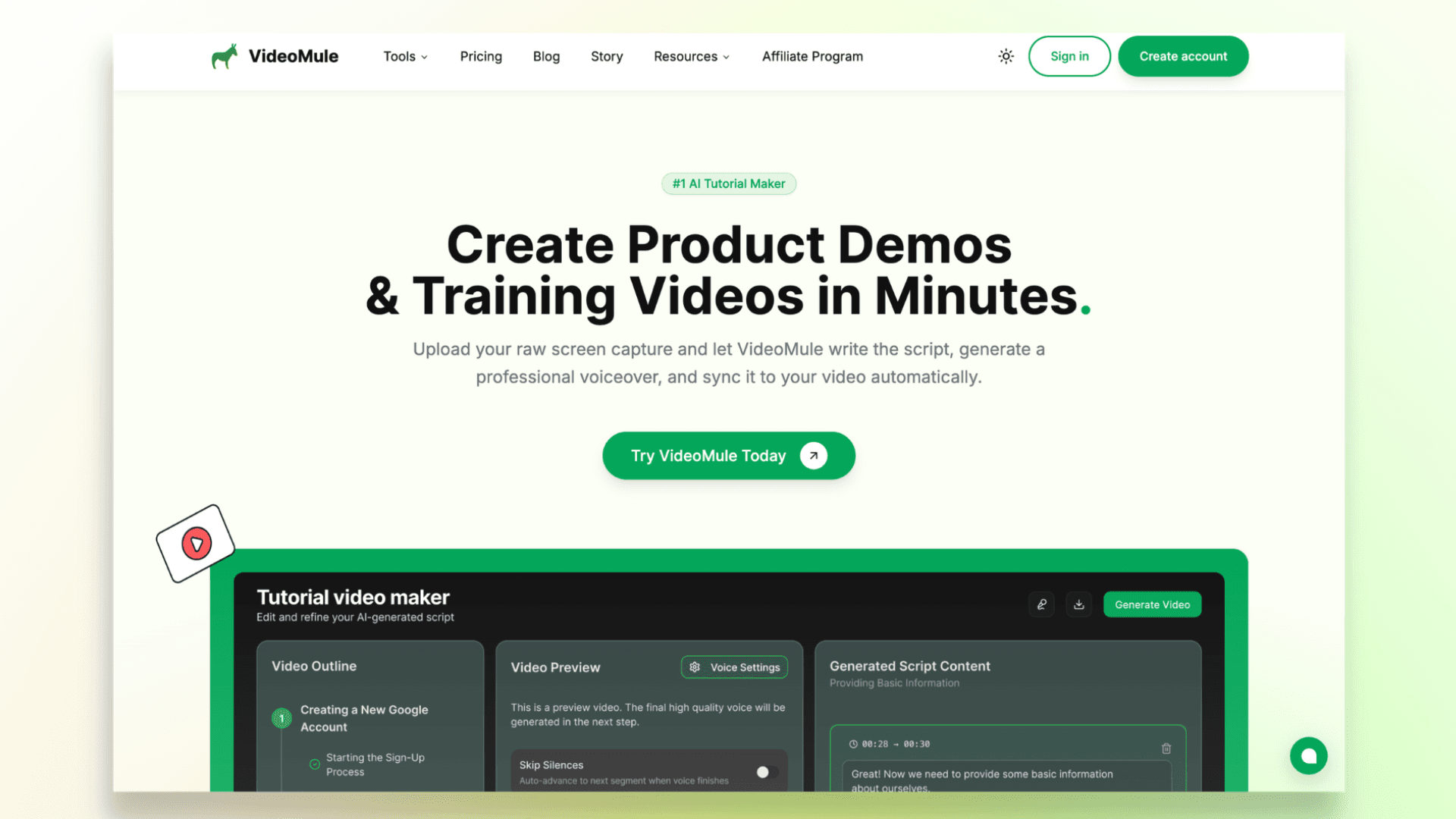Videomule AI tutorial video maker