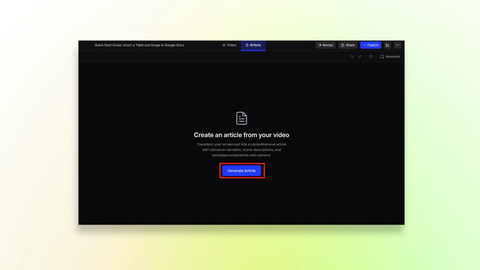 Clevera Generate a video