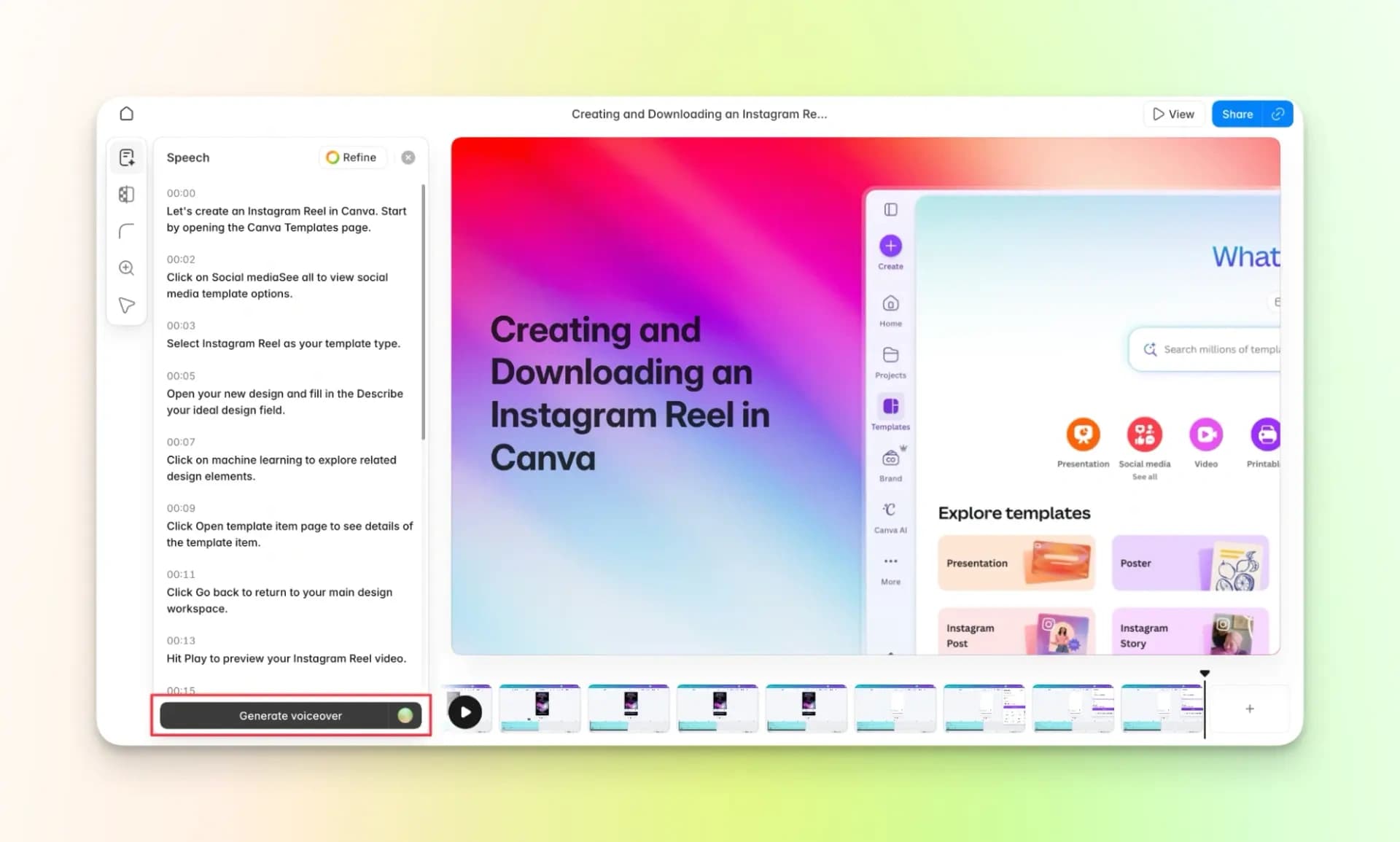 Guideless.ai Generate voiceover
