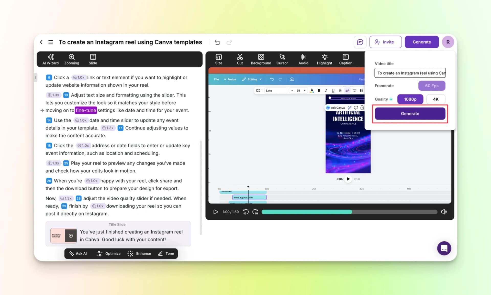 Tutorial.ai generate video