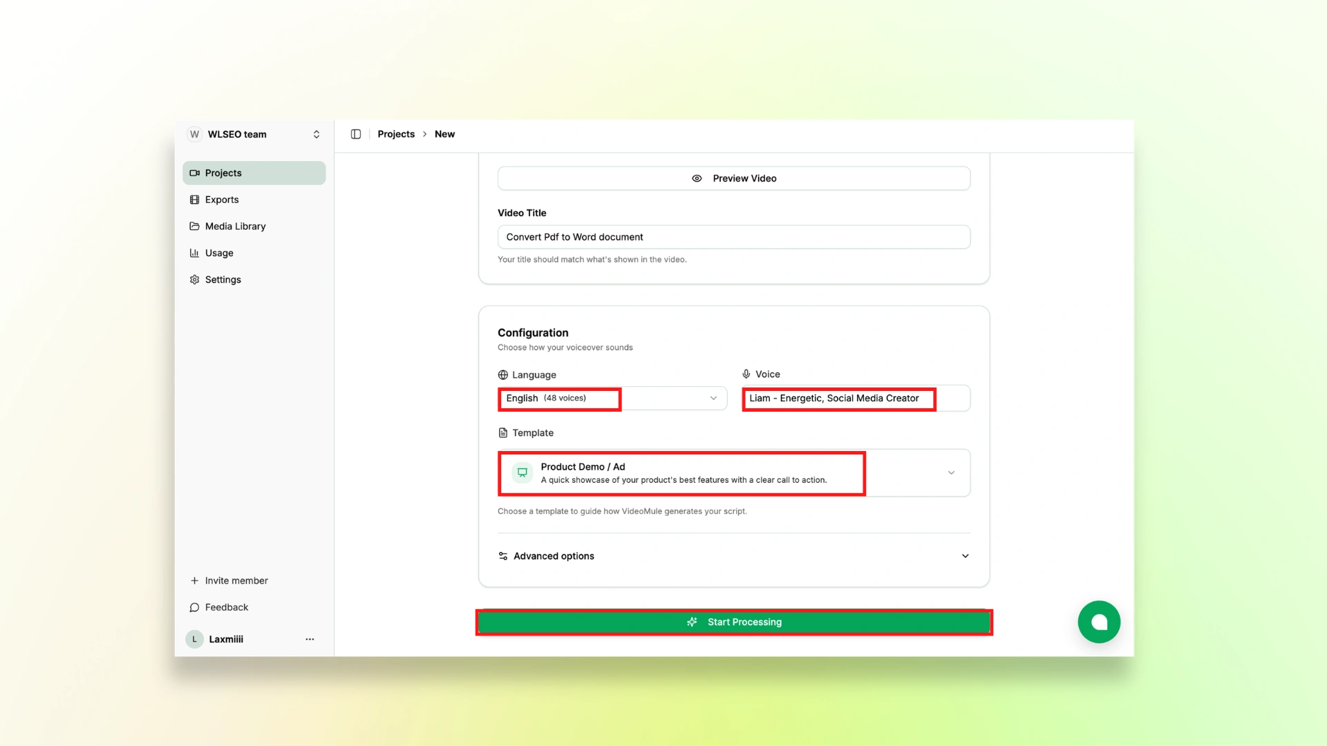 Videomule Configuration