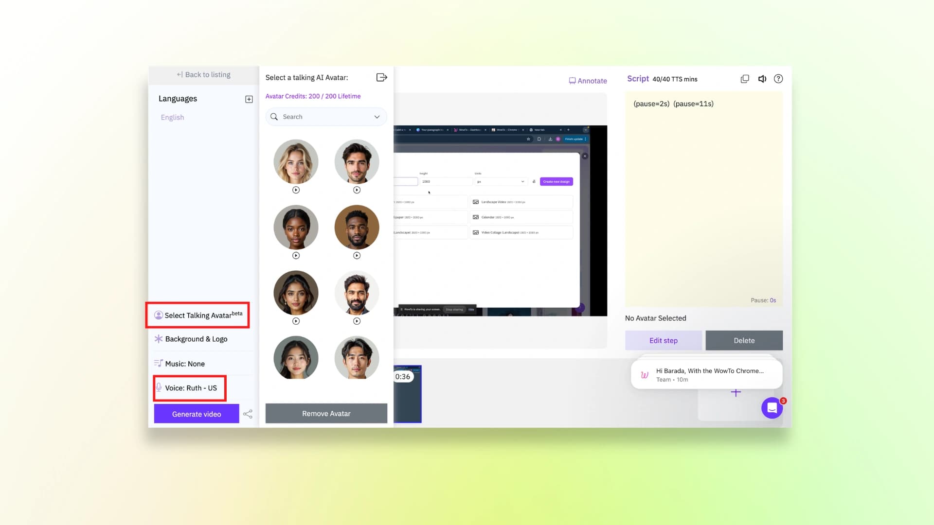 Wowto select a voice