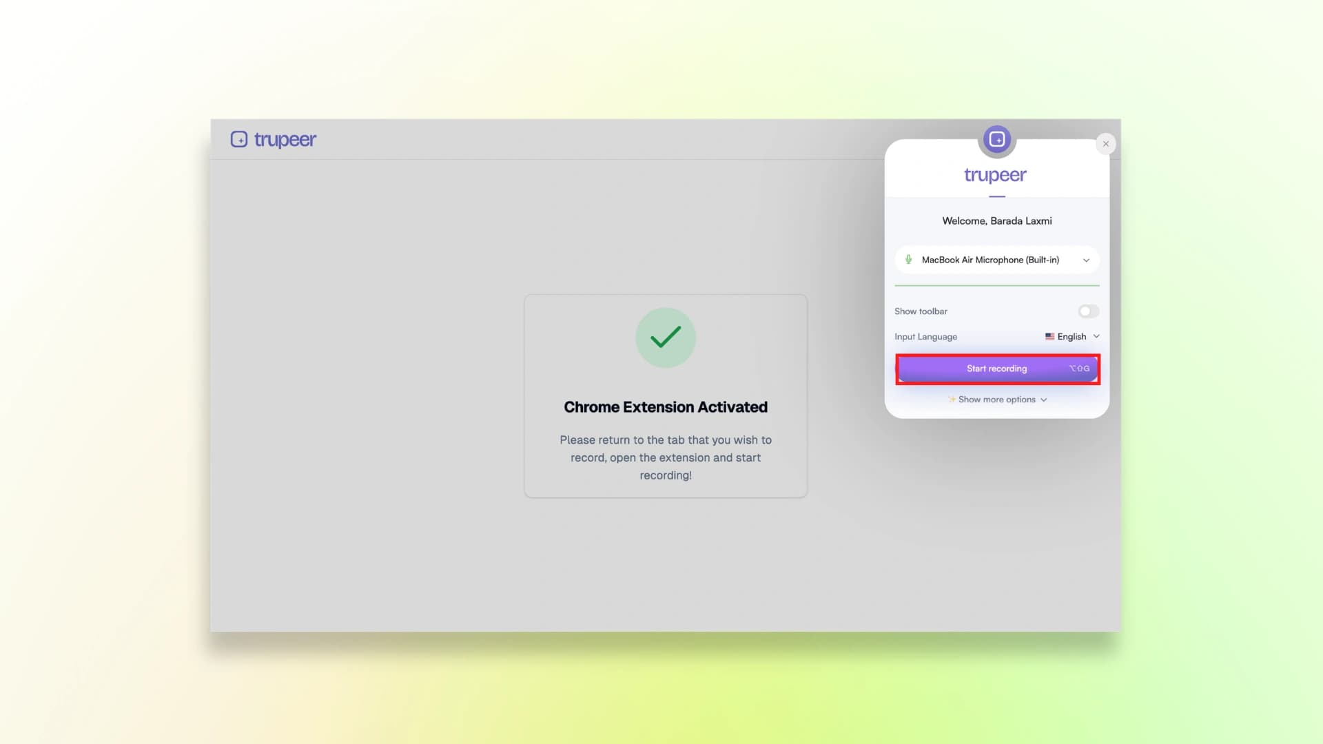 trupeer start recording