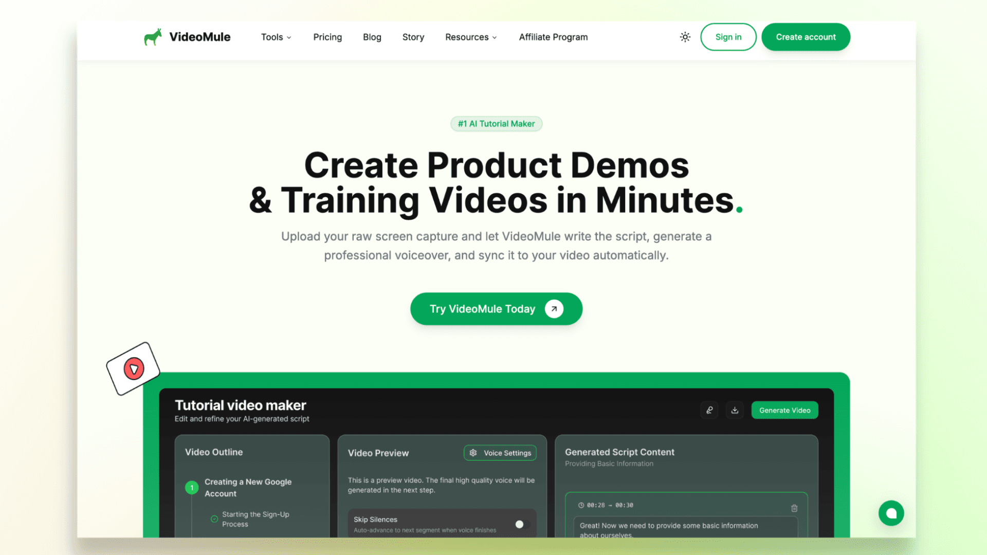 VideoMule AI product demo video maker