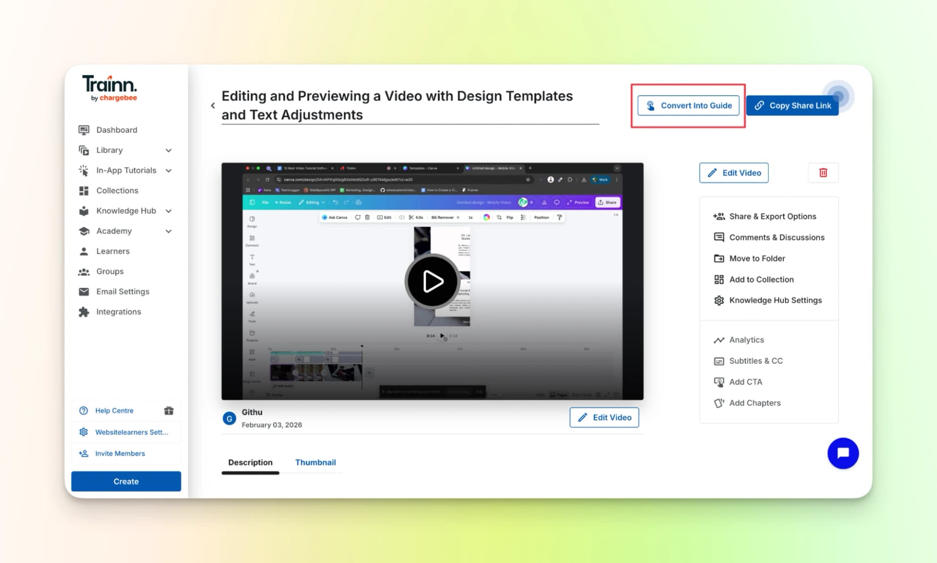 Trainn Convert into Gudie