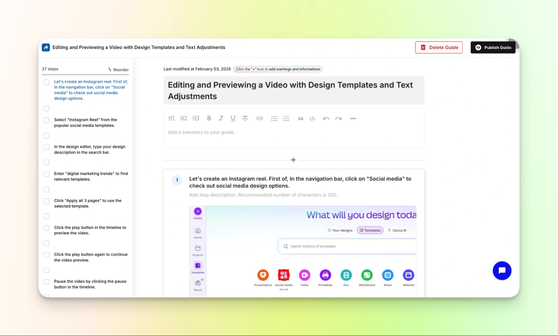 Trainn Editing and Preview