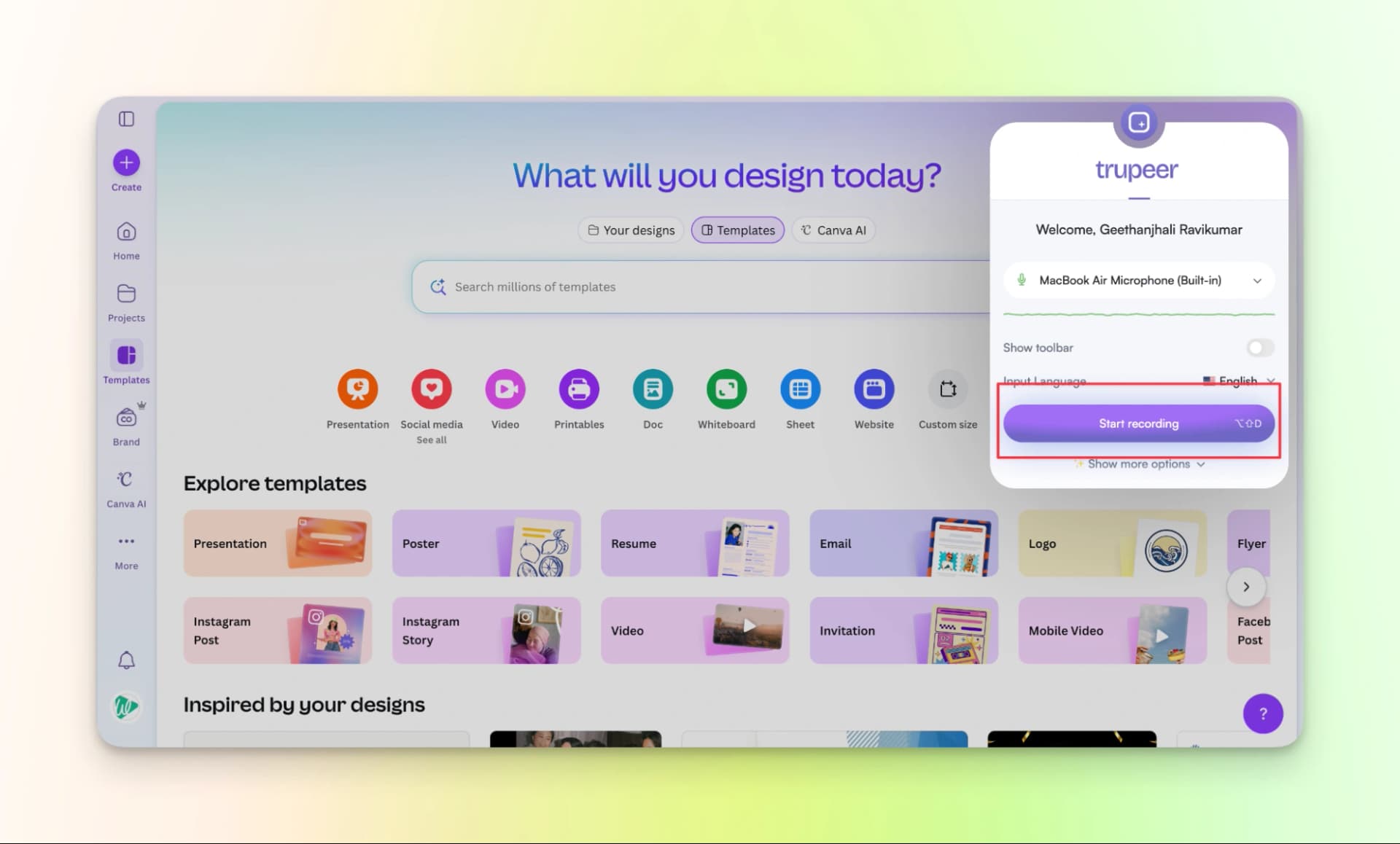 Trupeer Screen Recording