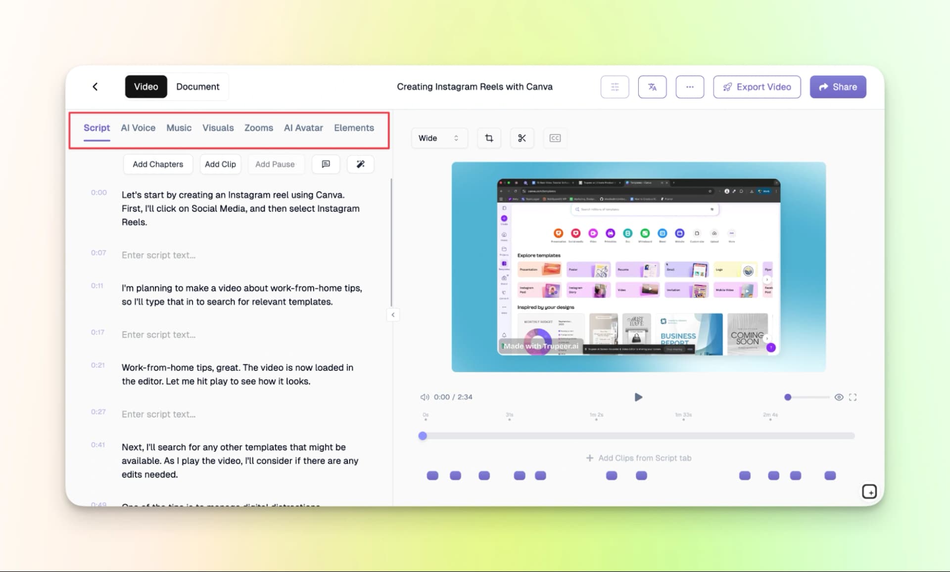 Trupeer editing option