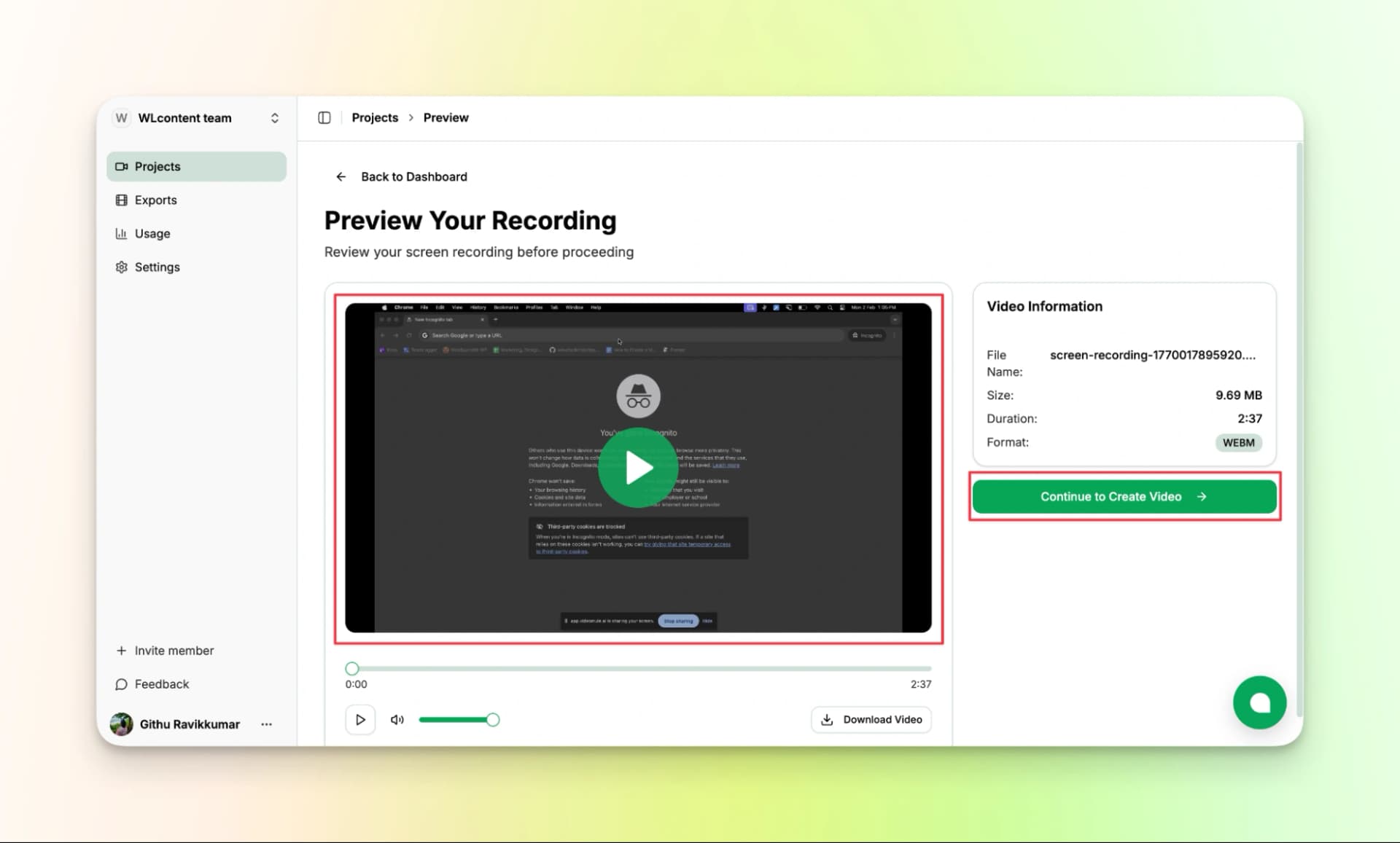 Videomule Preview Recording