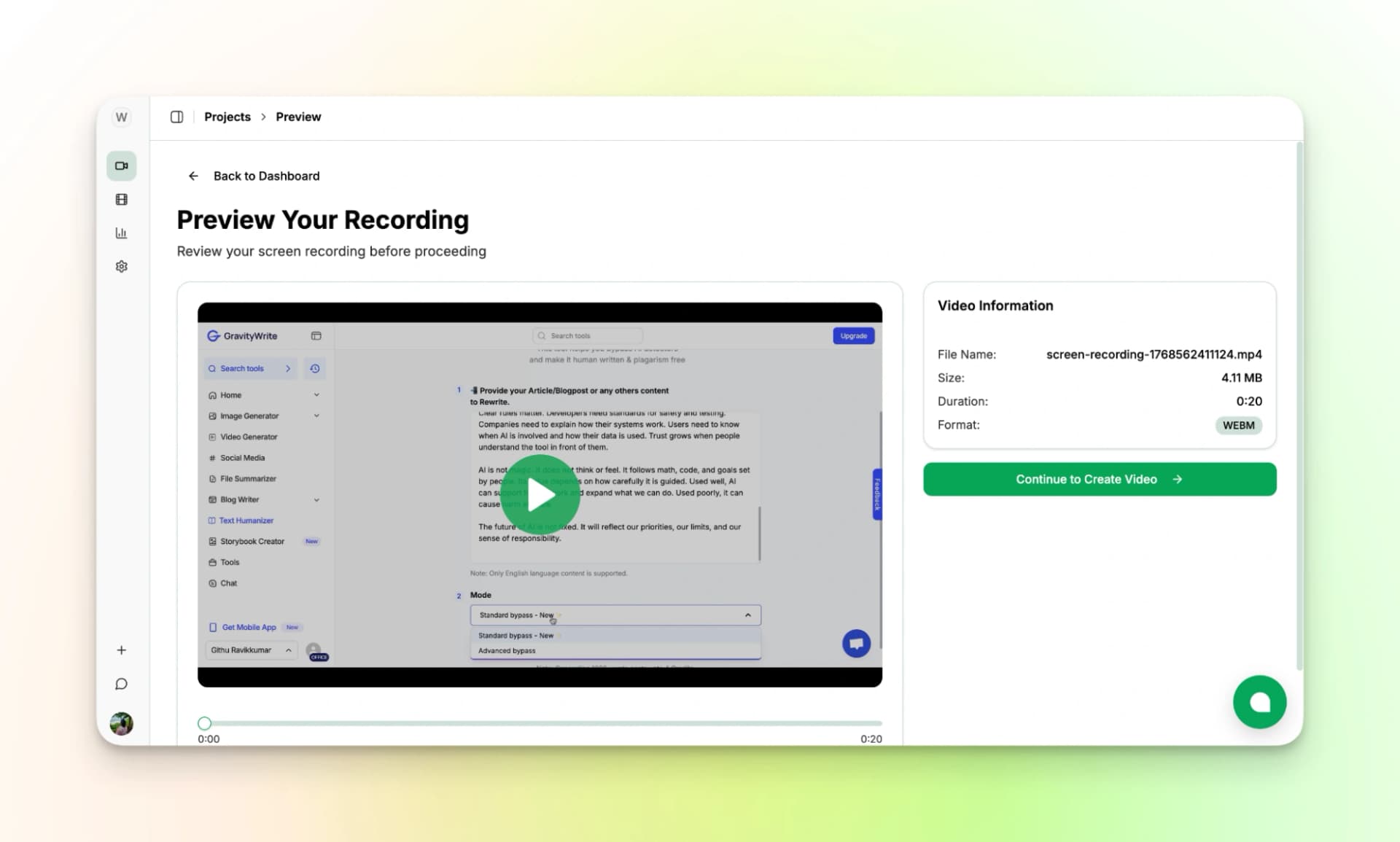 Review the Screen Recording