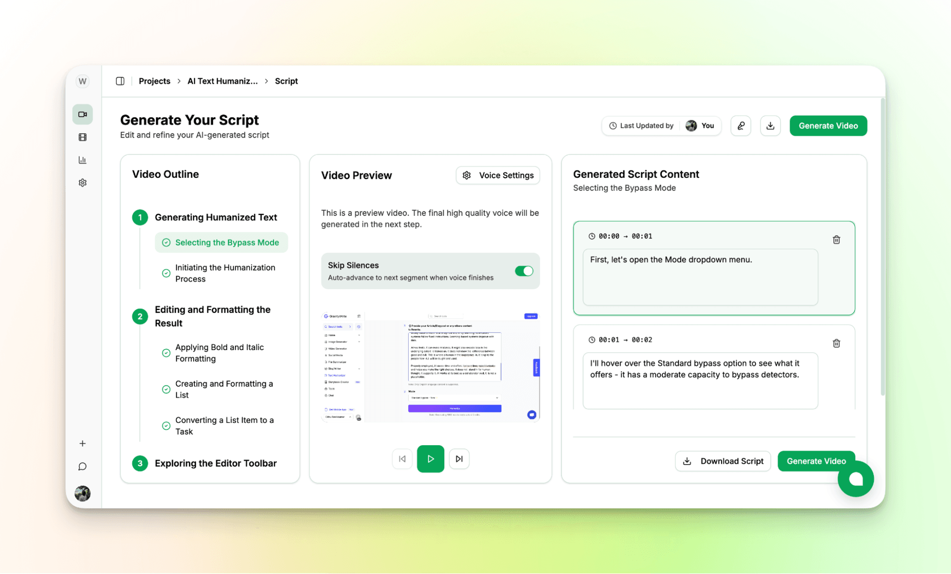 Review AI-generated script