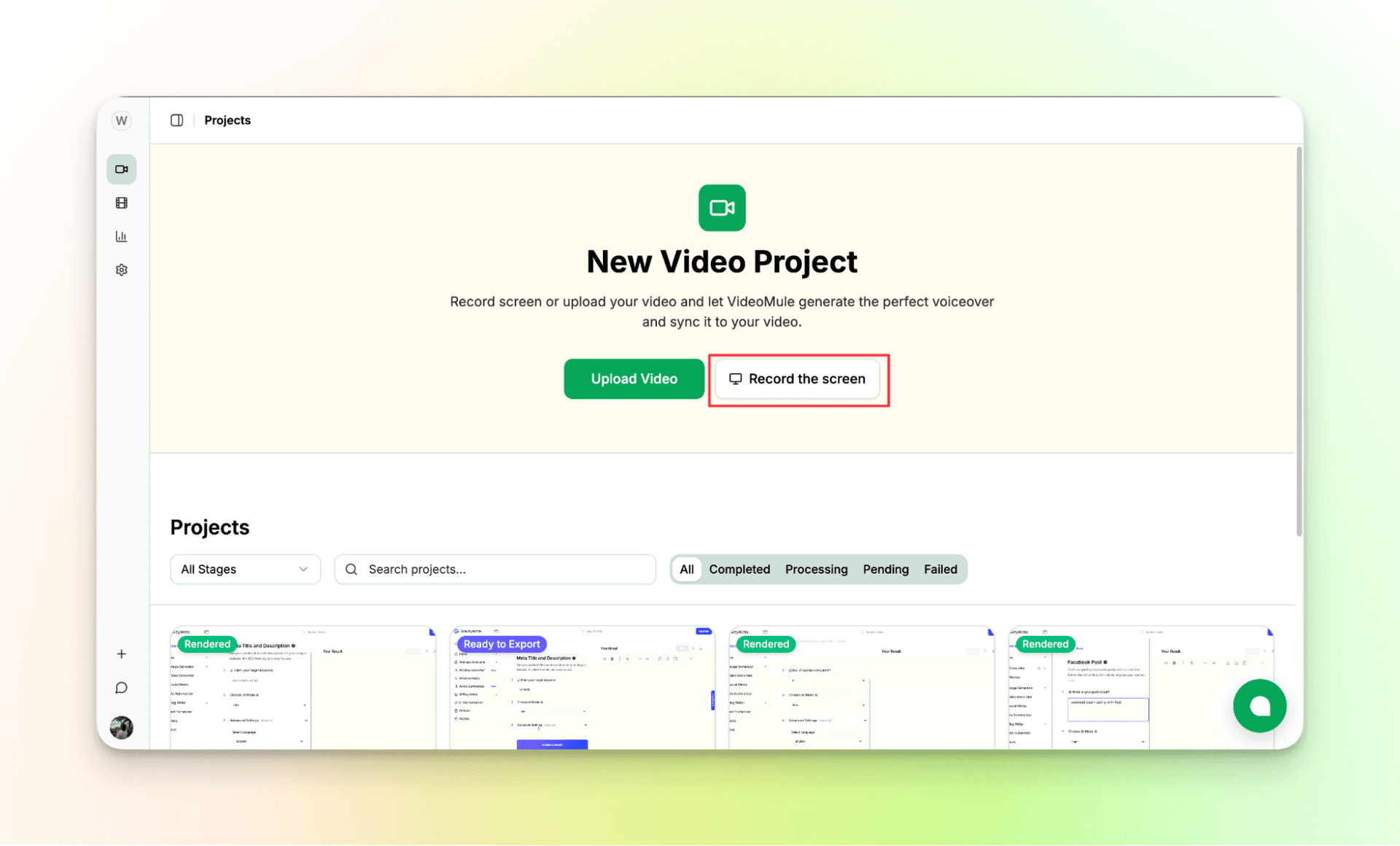 Click on Record the Screen