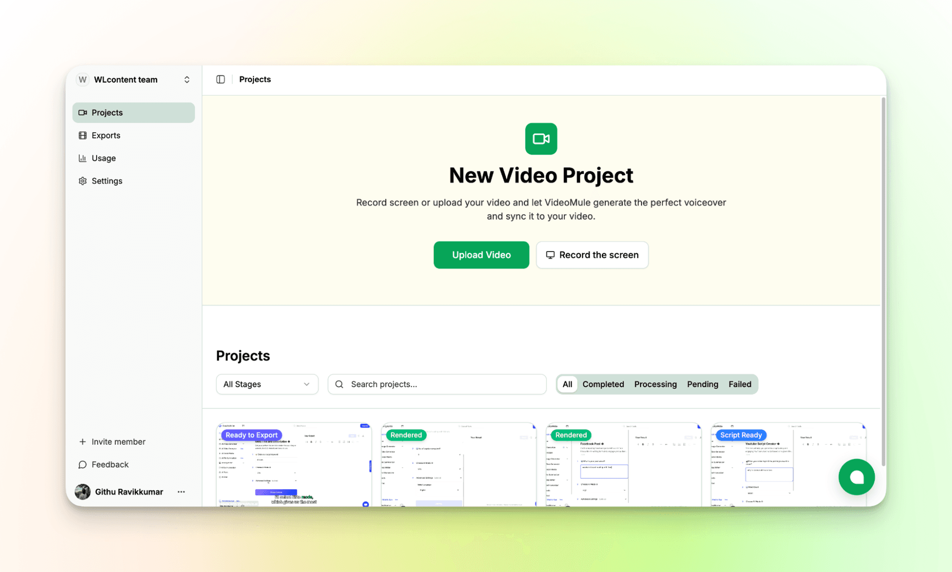 Launch VideoMule’s Dashboard
