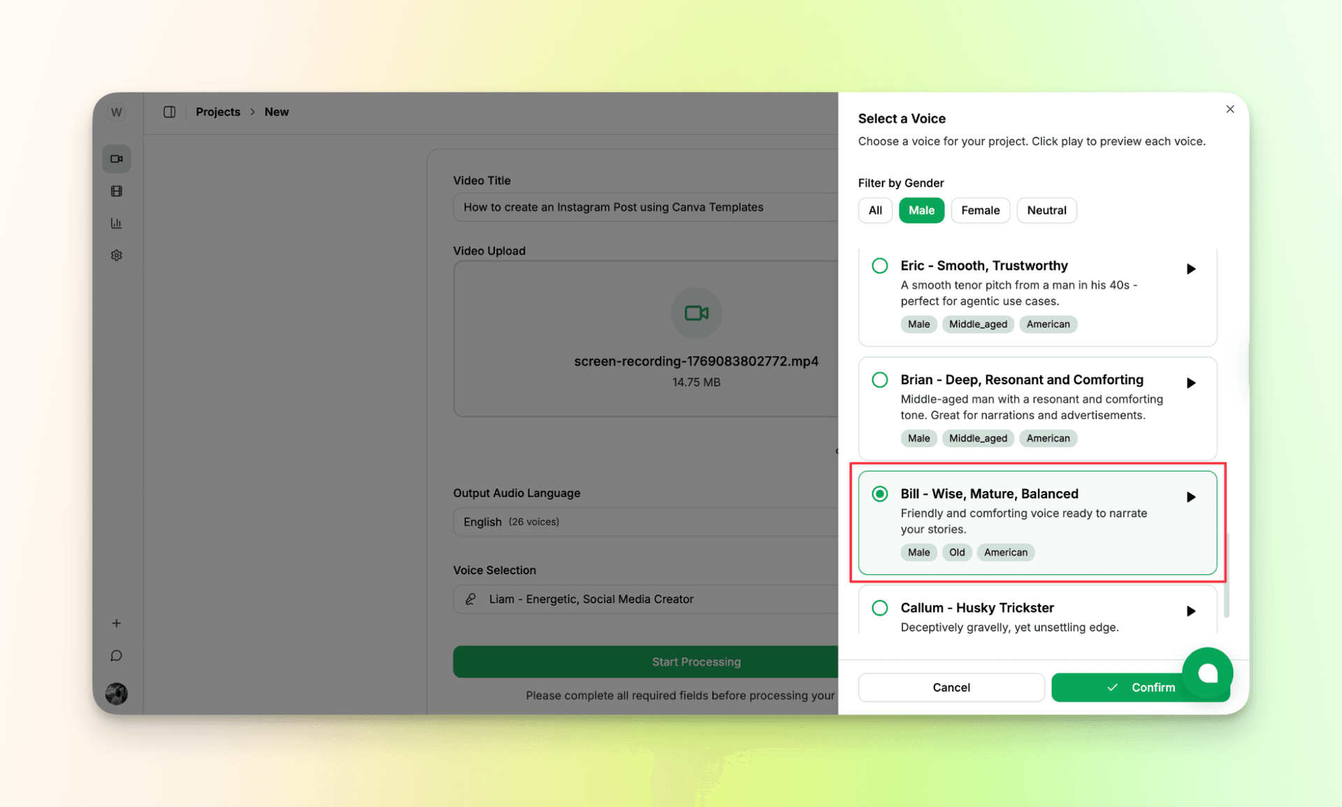 Choose ai narrator voice