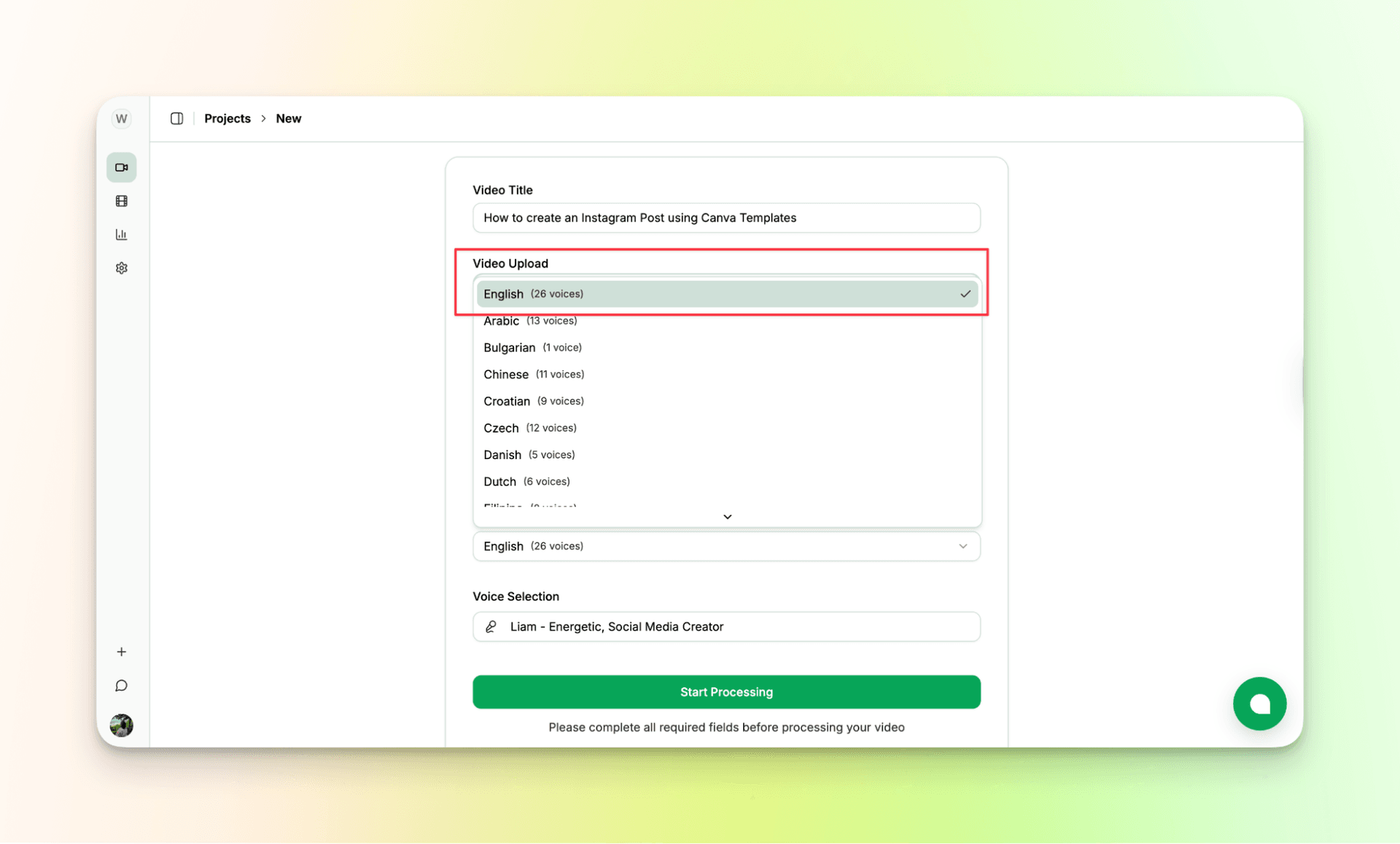 Choose video language