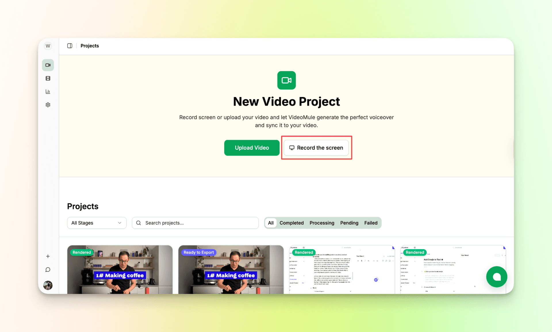 Click on record the screen