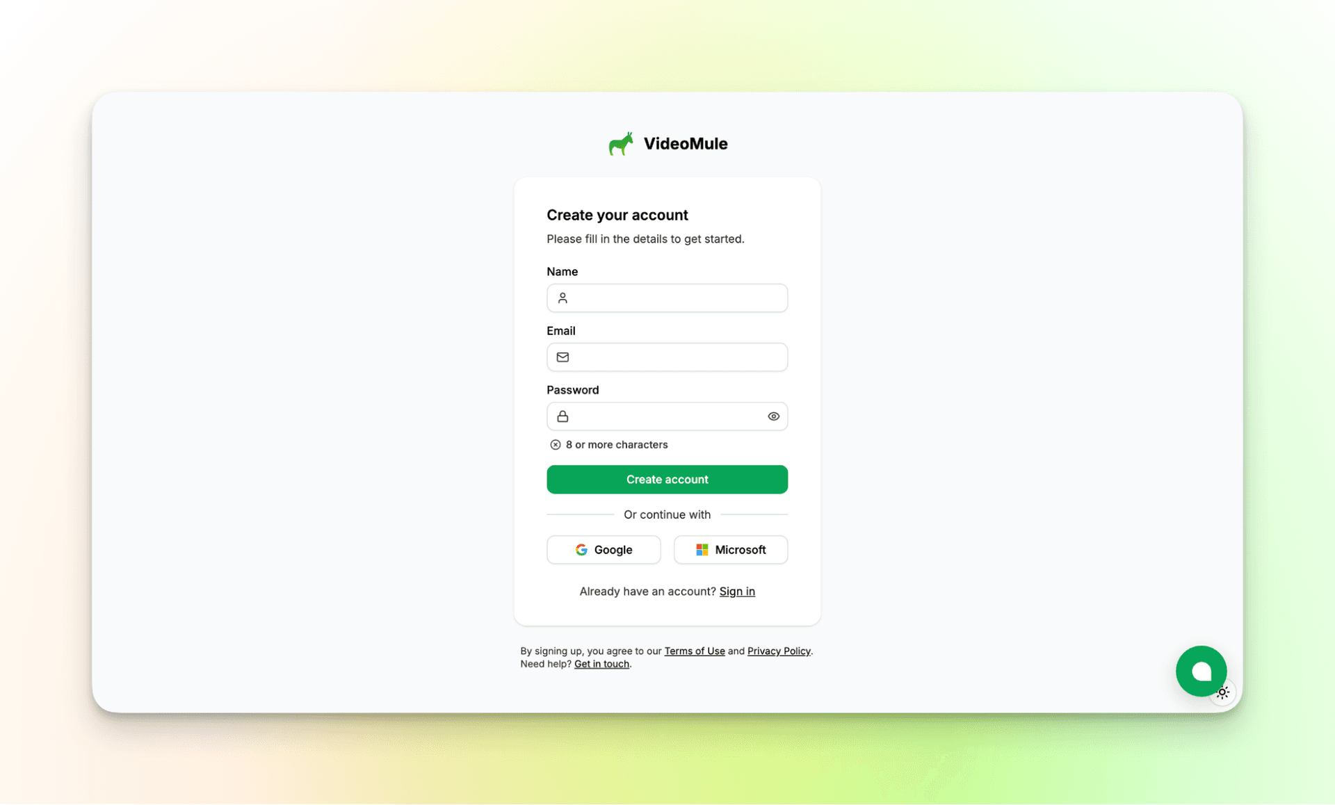 Create your videomule account