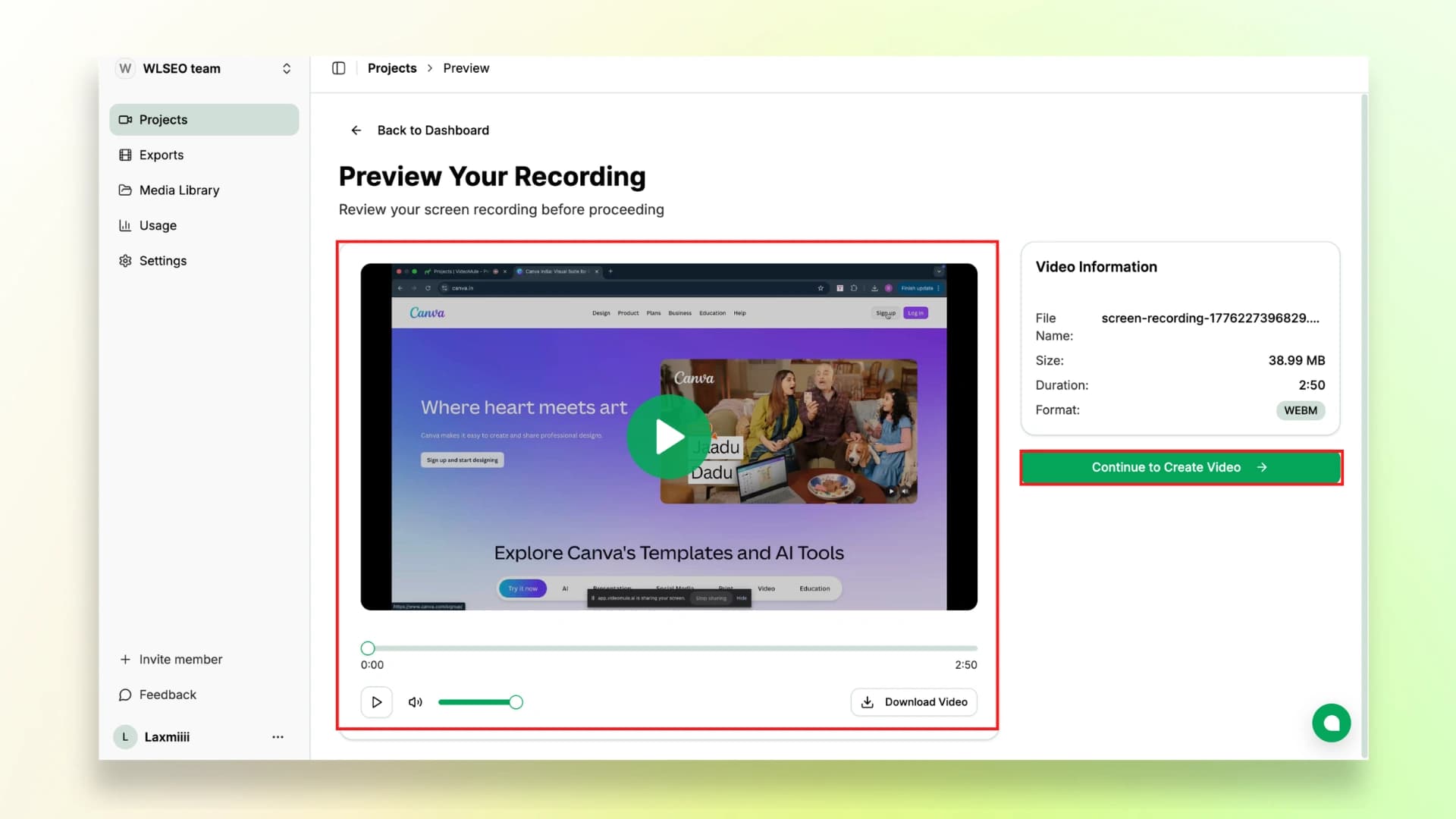 Videomule Preview Recording