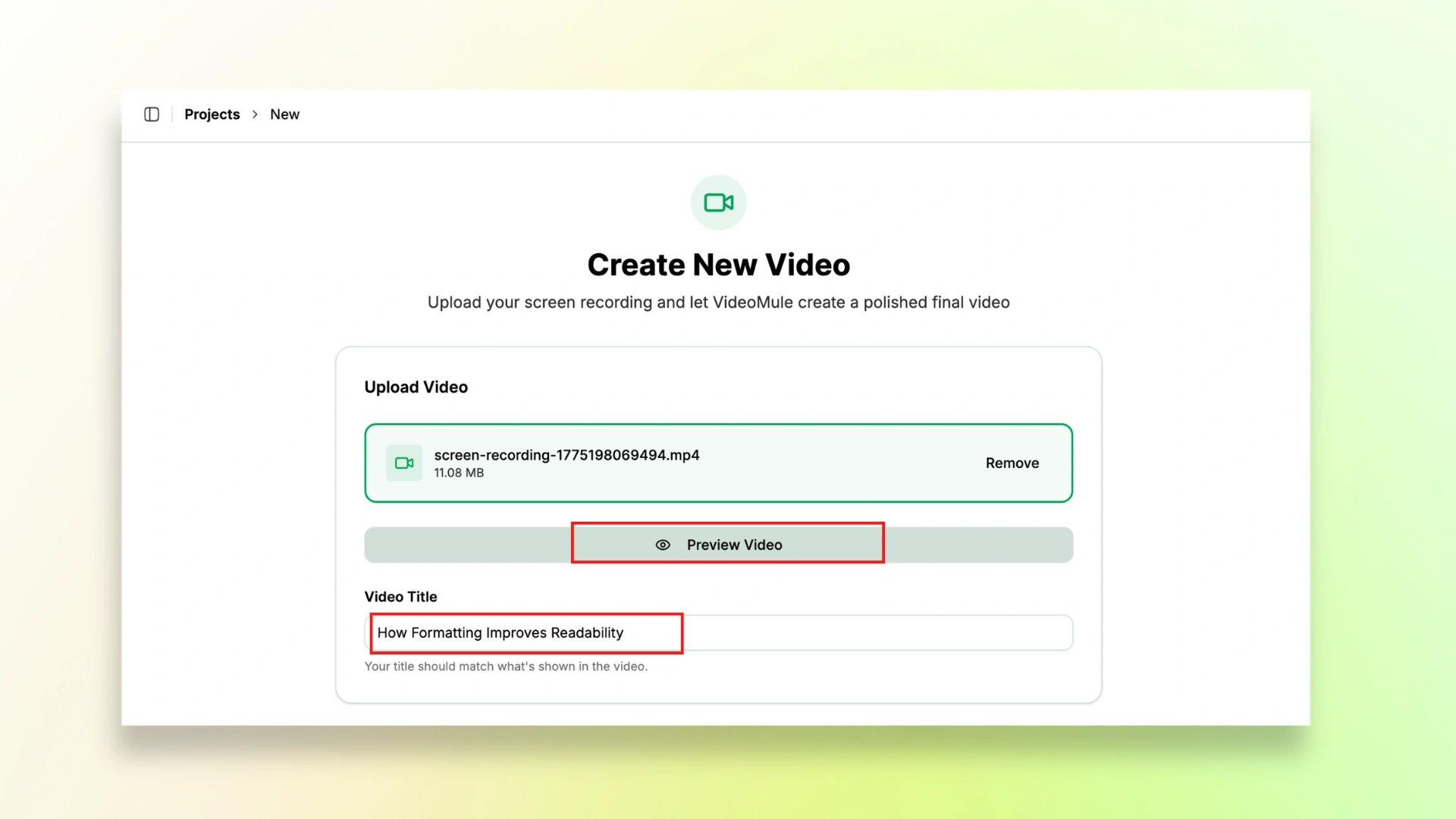 Videomule add title and choose voice