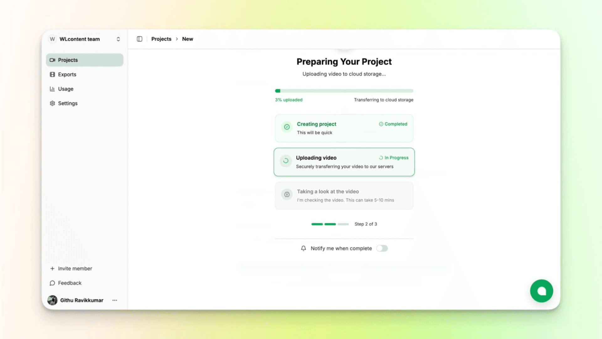 VideoMule step 6 — analyze the recording and generate a script