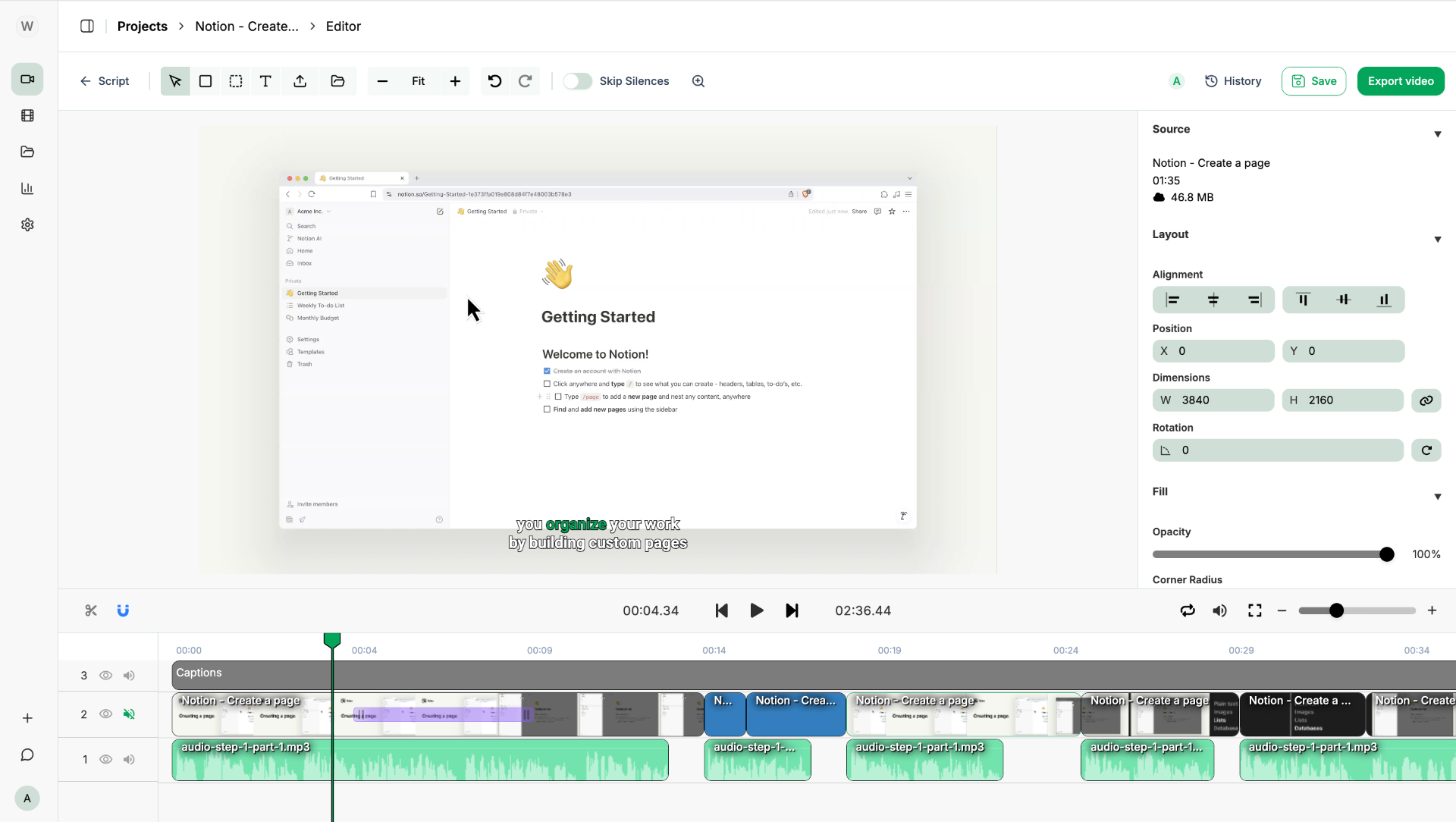 VideoMule editor interface showing timeline, video preview, and editing tools